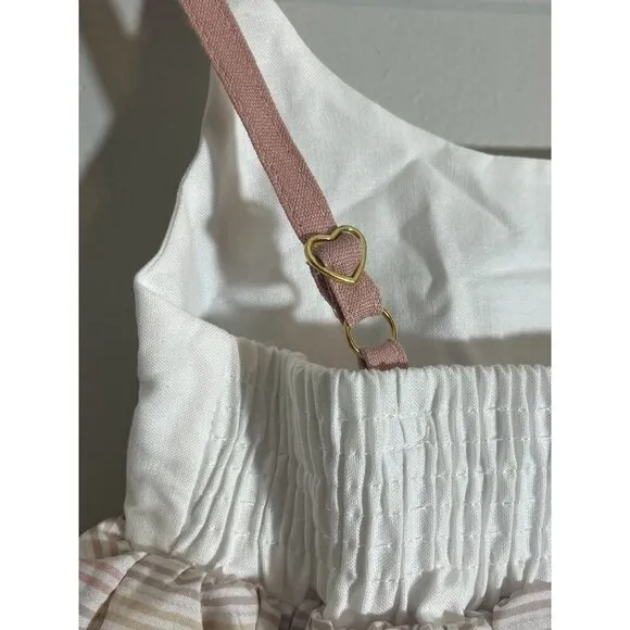 Pleiades Girl Dress Size 2T Tan Stripe White Tank Hi Low Summer Windsong Striped