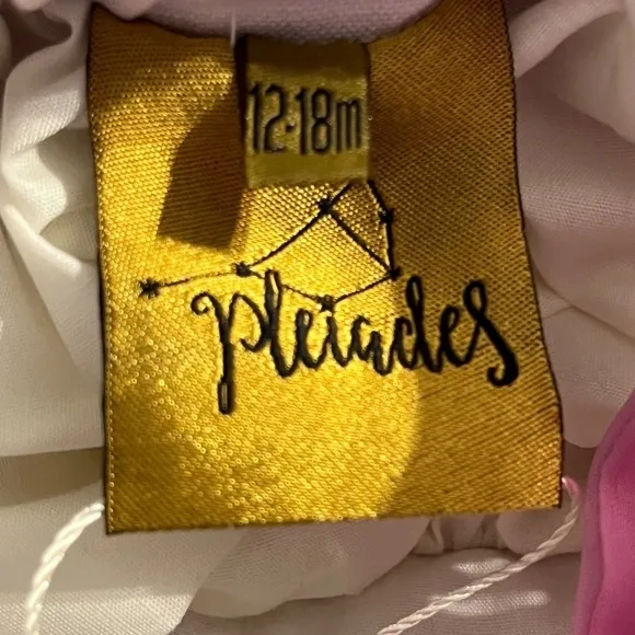 Pleiades Girls Dress Size 12-18M Chiffon Pink Purple Gold Label Ruffle Dance