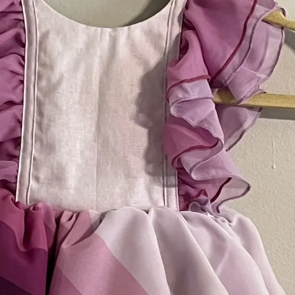 Pleiades Girls Dress Size 12-18M Chiffon Pink Purple Gold Label Ruffle Dance