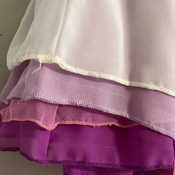 Pleiades Girls Dress Size 12-18M Chiffon Pink Purple Gold Label Ruffle Dance