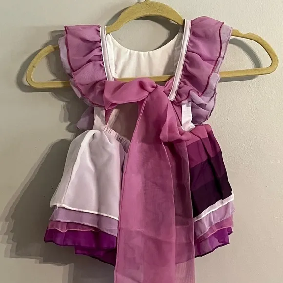 Pleiades Girls Dress Size 12-18M Chiffon Pink Purple Gold Label Ruffle Dance