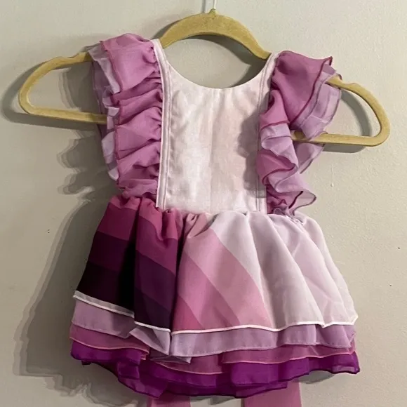 Pleiades Girls Dress Size 12-18M Chiffon Pink Purple Gold Label Ruffle Dance