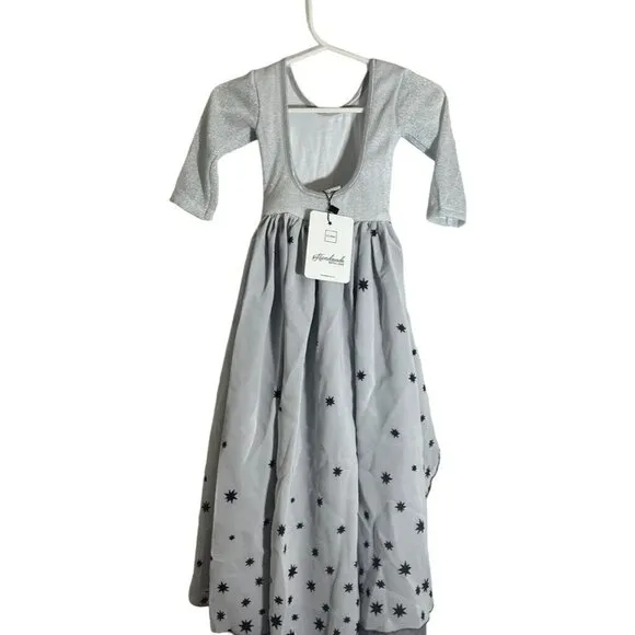 Pleiades Girls Dress Size 12M Gray Scoop Neck Metallic Star Chiffon Ombre Skirt