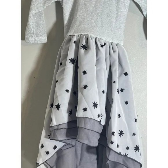 Pleiades Girls Dress Size 12M Gray Scoop Neck Metallic Star Chiffon Ombre Skirt