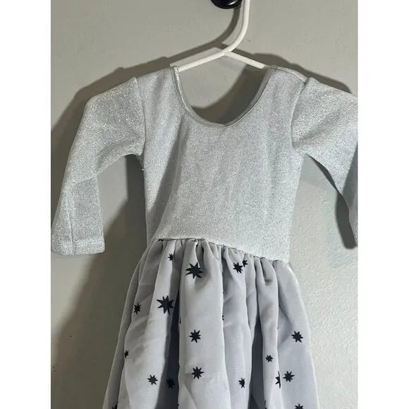 Pleiades Girls Dress Size 12M Gray Scoop Neck Metallic Star Chiffon Ombre Skirt