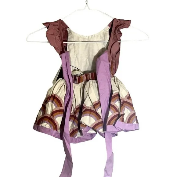 Pleiades Girls Dress Size 12M Pink Ruffle Burgundy Rainbow Shortie Summer Girly