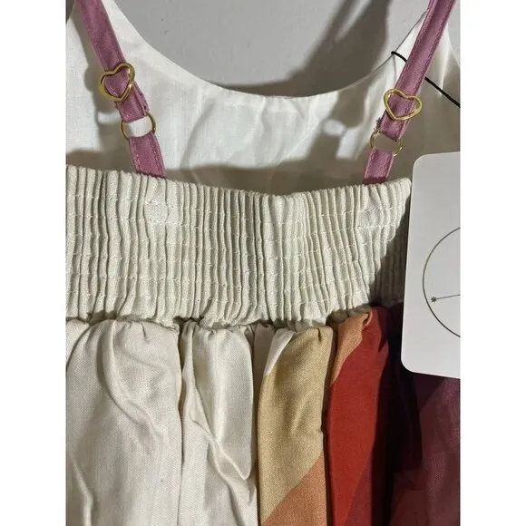 Pleiades Girls Dress Size 12M Tan Tank Hi Low Burgundy Ombre Rainbow Ballerina