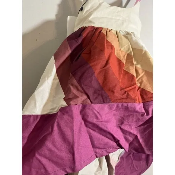 Pleiades Girls Dress Size 12M Tan Tank Hi Low Burgundy Ombre Rainbow Ballerina