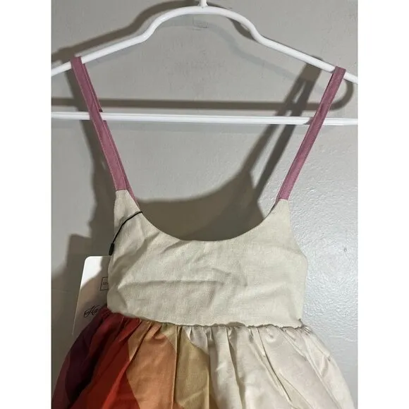 Pleiades Girls Dress Size 12M Tan Tank Hi Low Burgundy Ombre Rainbow Ballerina