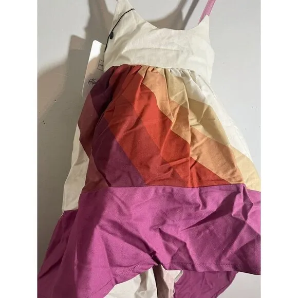 Pleiades Girls Dress Size 12M Tan Tank Hi Low Burgundy Ombre Rainbow Ballerina