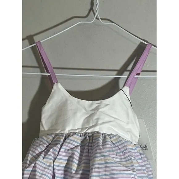Pleiades Girls Dress Size 12M White Tank Purple Stripe Hi Low Summer 18M