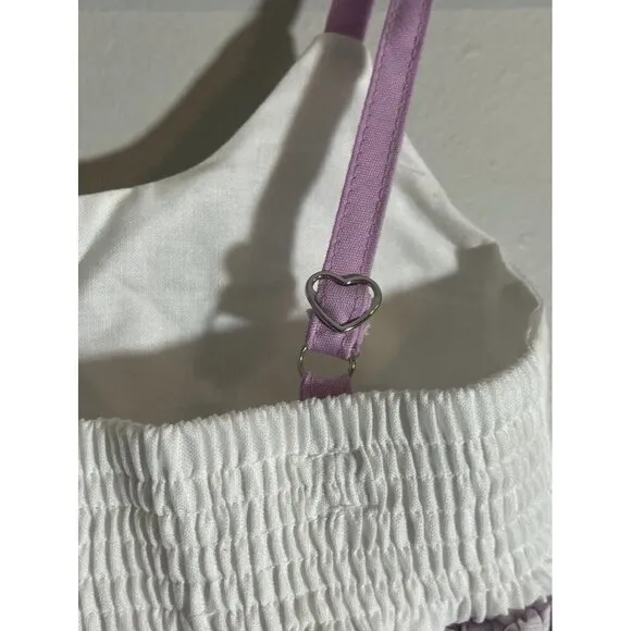 Pleiades Girls Dress Size 12M White Tank Purple Stripe Hi Low Summer 18M