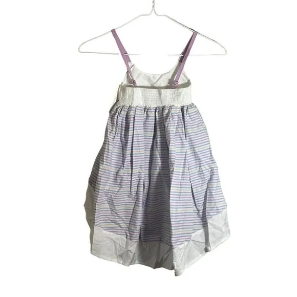 Pleiades Girls Dress Size 12M White Tank Purple Stripe Hi Low Summer 18M