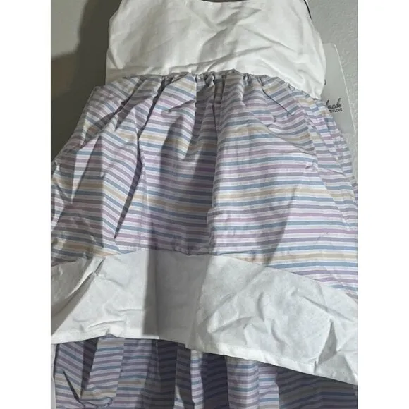 Pleiades Girls Dress Size 12M White Tank Purple Stripe Hi Low Summer 18M
