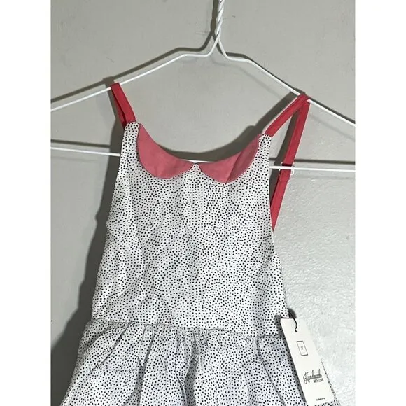 Pleiades Girls Dress Size 2T Pink Tank Shortie Black Polka Dot Fit Flare Summer