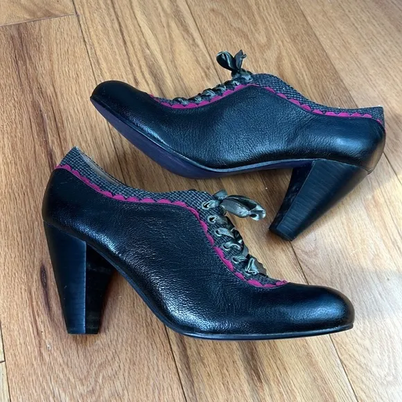 Poetic License black &amp; purple Backlash spectator Oxford lace up shoes Sz 9.5