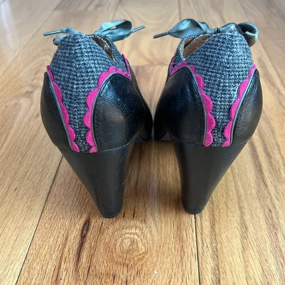 Poetic License black &amp; purple Backlash spectator Oxford lace up shoes Sz 9.5