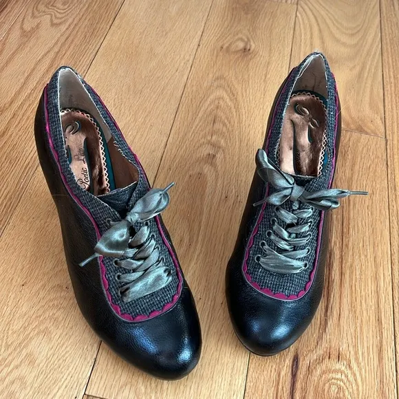 Poetic License black &amp; purple Backlash spectator Oxford lace up shoes Sz 9.5