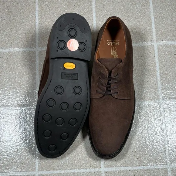 Polo Ralph Lauren Asher Derby lace up suede oxford shoes brown‎ NWOB