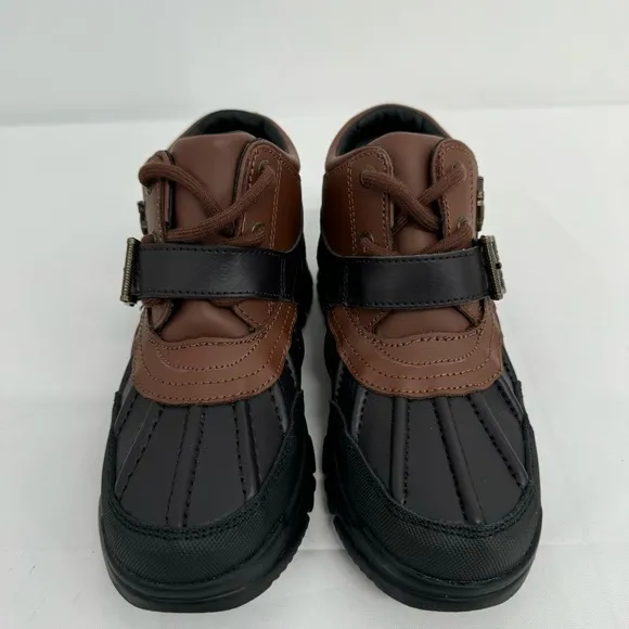 POLO RALPH LAUREN Dover Boys Boots US 1 Buckle Lace Up Rubber Duck Brown NEW