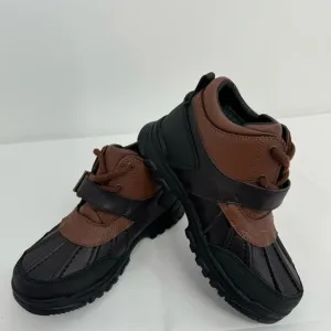 POLO RALPH LAUREN Dover Boys Boots US 1 Buckle Lace Up Rubber Duck Brown NEW