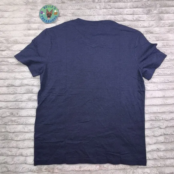 Polo Ralph Lauren Medium Classic Fit Soft Cotton V-Neck Shirt Derby Blue Heather