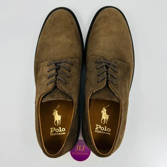 Polo Ralph Lauren Men's Asher Derby Brown Suede Lace Up Oxford Shoes Size 9.5