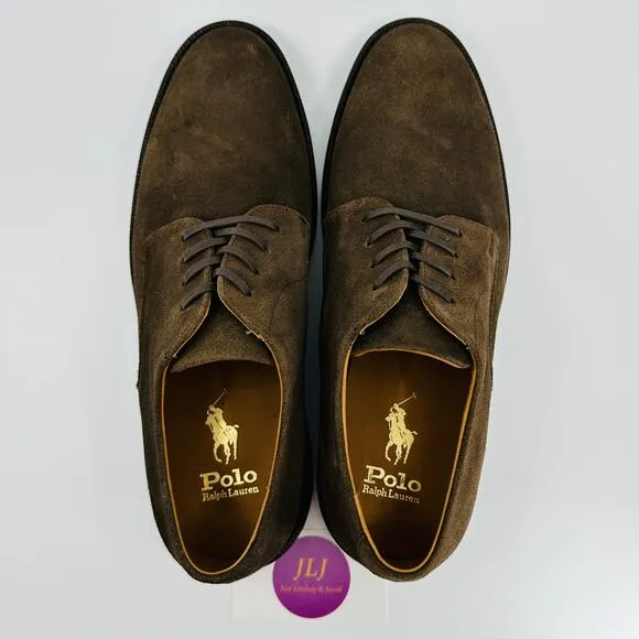 Polo Ralph Lauren Men's Asher Derby Brown Suede Oxford Lace Up Shoes Size 10.5