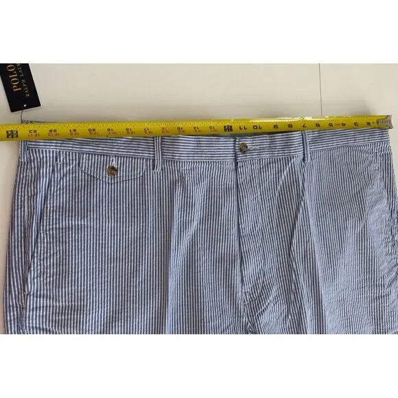 Polo Ralph Lauren Men's Classic Blue Striped Seersucker Shorts Sz 48B Preppy