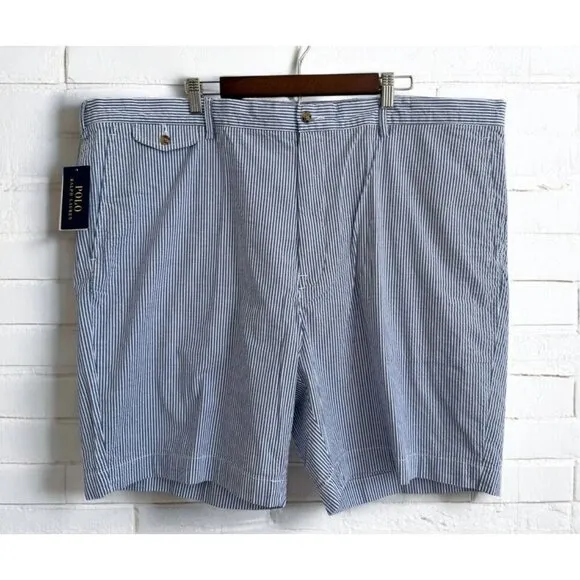 Polo Ralph Lauren Men's Classic Blue Striped Seersucker Shorts Sz 48B Preppy