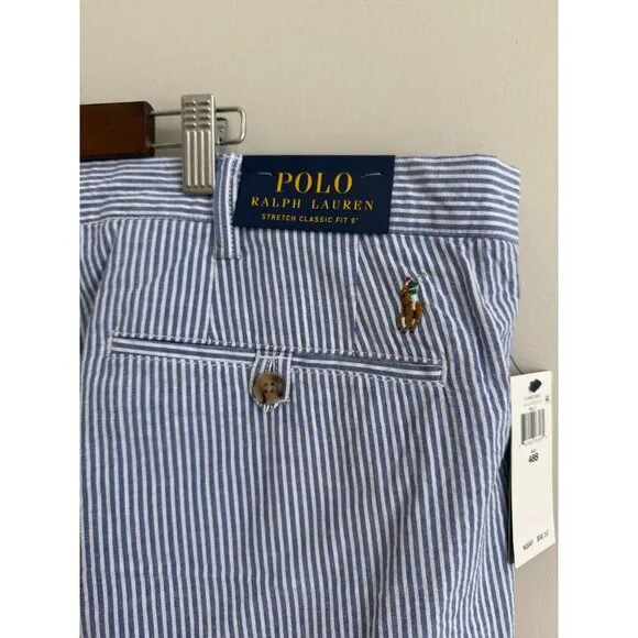 Polo Ralph Lauren Men's Classic Blue Striped Seersucker Shorts Sz 48B Preppy