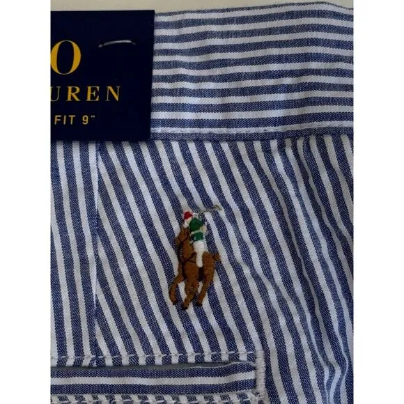 Polo Ralph Lauren Men's Classic Blue Striped Seersucker Shorts Sz 48B Preppy