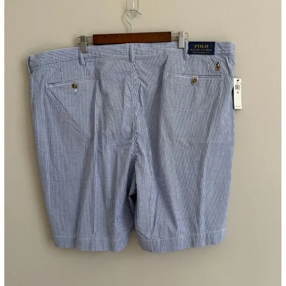 Polo Ralph Lauren Men's Classic Blue Striped Seersucker Shorts Sz 48B Preppy