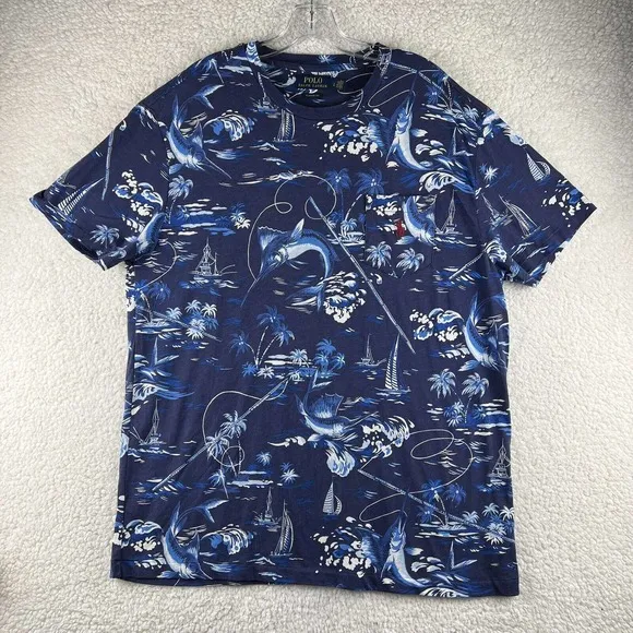 Polo Ralph Lauren Men's Marlin Fishing Boat T-Shirt Short Sleeve L Classic Fit