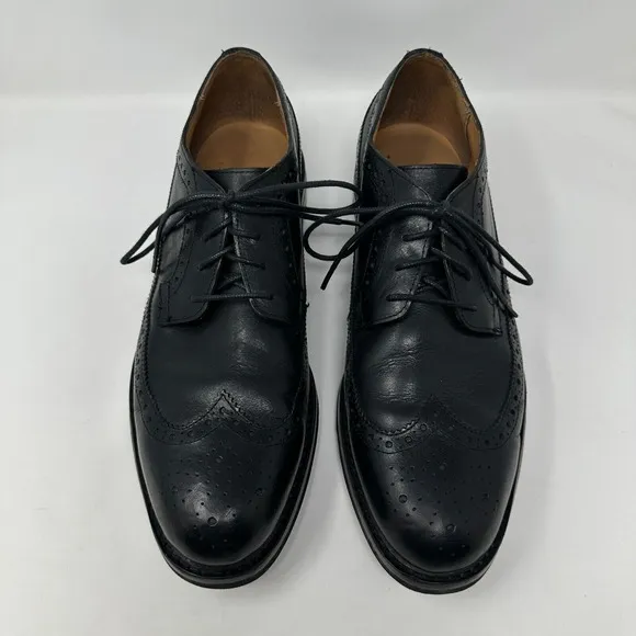 Polo Ralph Lauren Nyles Mens Size 13 Black Leather Wingtip Oxford Shoes