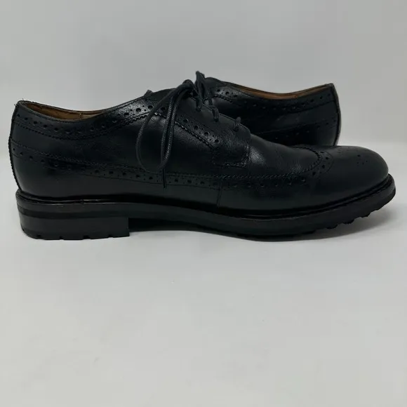 Polo Ralph Lauren Nyles Mens Size 13 Black Leather Wingtip Oxford Shoes