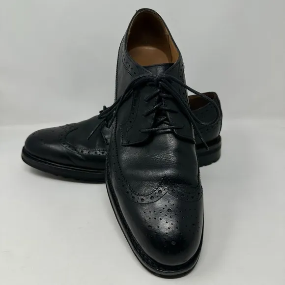 Polo Ralph Lauren Nyles Mens Size 13 Black Leather Wingtip Oxford Shoes