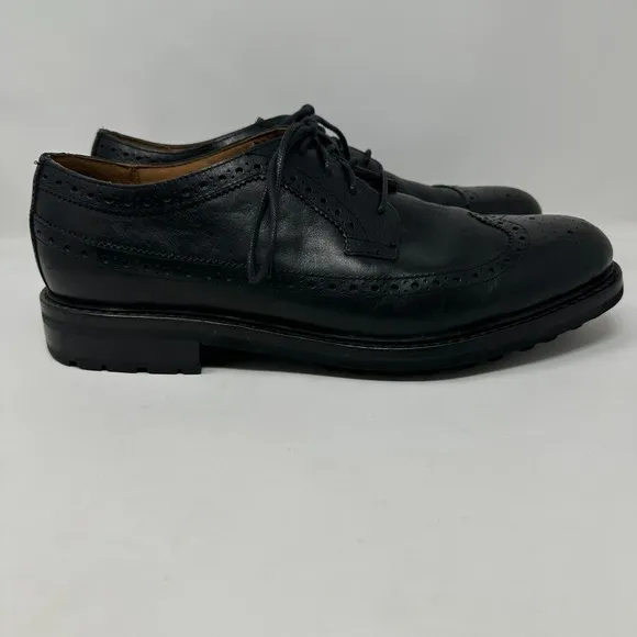 Polo Ralph Lauren Nyles Mens Size 13 Black Leather Wingtip Oxford Shoes