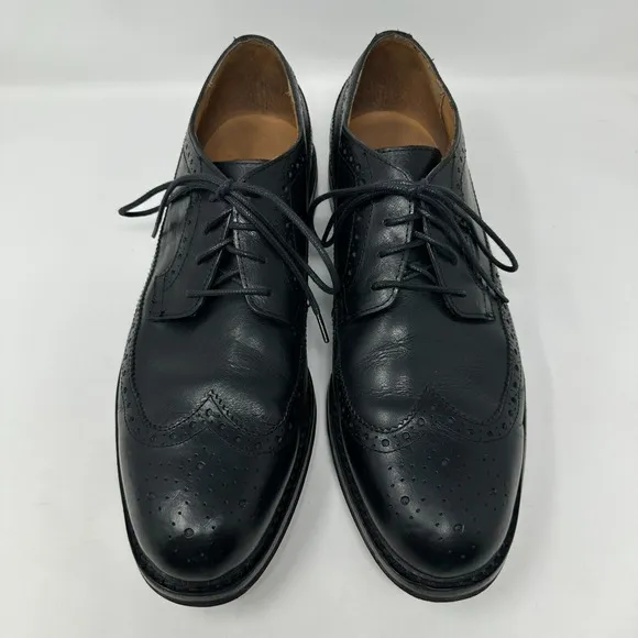 Polo Ralph Lauren Nyles Mens Size 13 Black Leather Wingtip Oxford Shoes