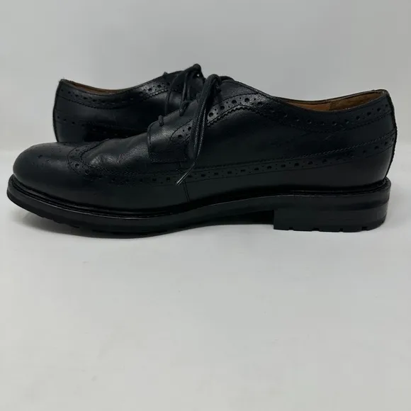 Polo Ralph Lauren Nyles Mens Size 13 Black Leather Wingtip Oxford Shoes