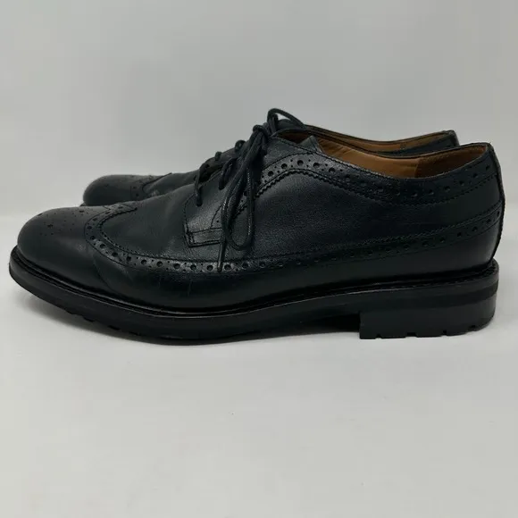 Polo Ralph Lauren Nyles Mens Size 13 Black Leather Wingtip Oxford Shoes