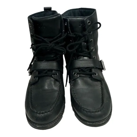 Polo Ralph Lauren Ranger Men's Leather Lace Up Boots Size 7D Black‎