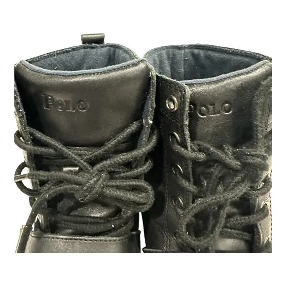 Polo Ralph Lauren Ranger Men's Leather Lace Up Boots Size 7D Black‎