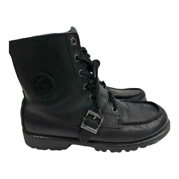 Polo Ralph Lauren Ranger Men's Leather Lace Up Boots Size 7D Black‎