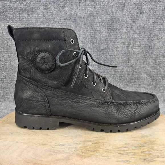 Polo Ralph Lauren Rodway Mens Size 13 Black Nubuck Lace Up Ankle Boots