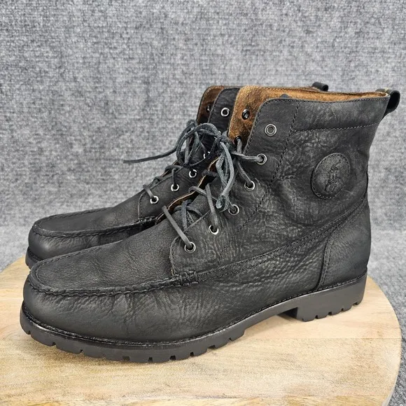 Polo Ralph Lauren Rodway Mens Size 13 Black Nubuck Lace Up Ankle Boots