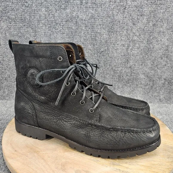 Polo Ralph Lauren Rodway Mens Size 13 Black Nubuck Lace Up Ankle Boots