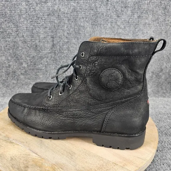 Polo Ralph Lauren Rodway Mens Size 13 Black Nubuck Lace Up Ankle Boots