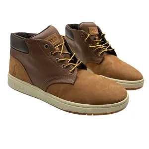 Polo Ralph Lauren Shrunken Nubuck Sneaker Boots Mens 8.5 Brown Lace Up Preppy