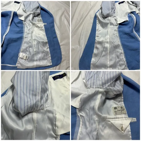 POLO Ralph Lauren single breasted linen Chambray Blue blazer sz 0